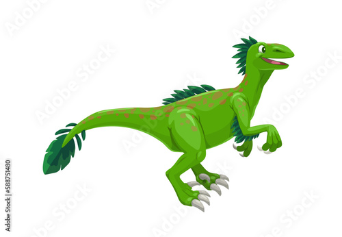 Cartoon raptor dinosaur character, velociraptor © Vector Tradition