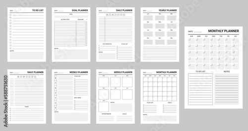 Work and education monthly, week planner schedule
