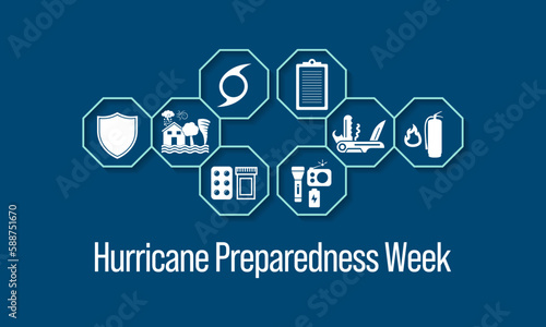 Hurricane preparedness week is observed every year in May. it is a effort to inform the public about hurricane hazards and to disseminate knowledge which can be used to prepare and take action. Vector