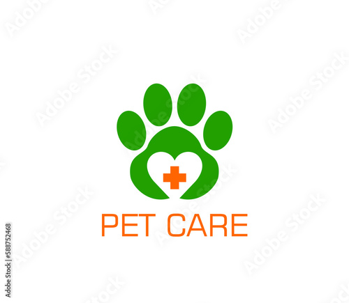 Pet clinic icon, animal care veterinary, paw heart