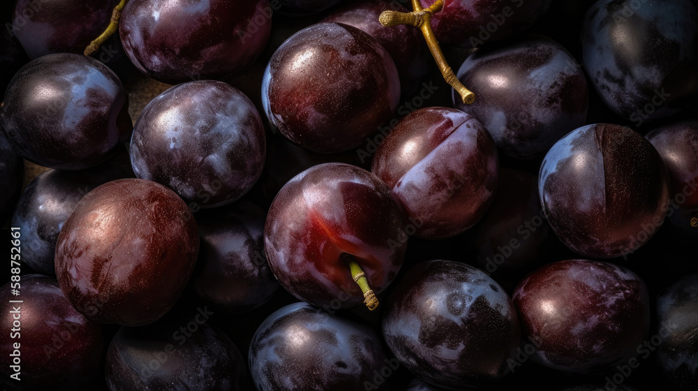 Fototapeta premium plums on the table created with Generative AI technology