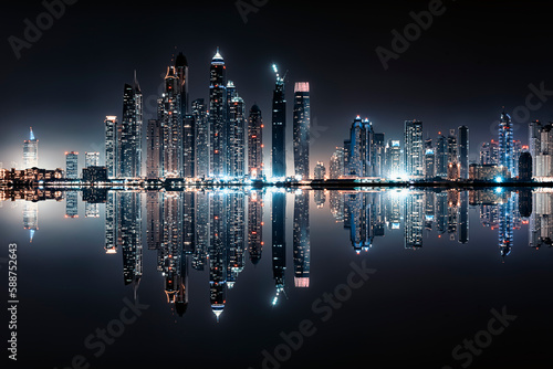 Dubai Marina at night, UAE