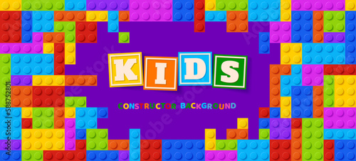 Kids zone background of brick blocks constructor