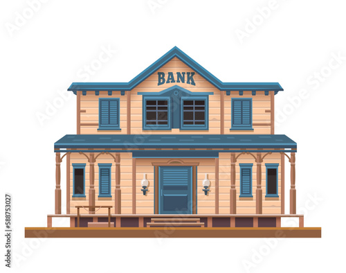 Western, Wild West bank, town building of wood