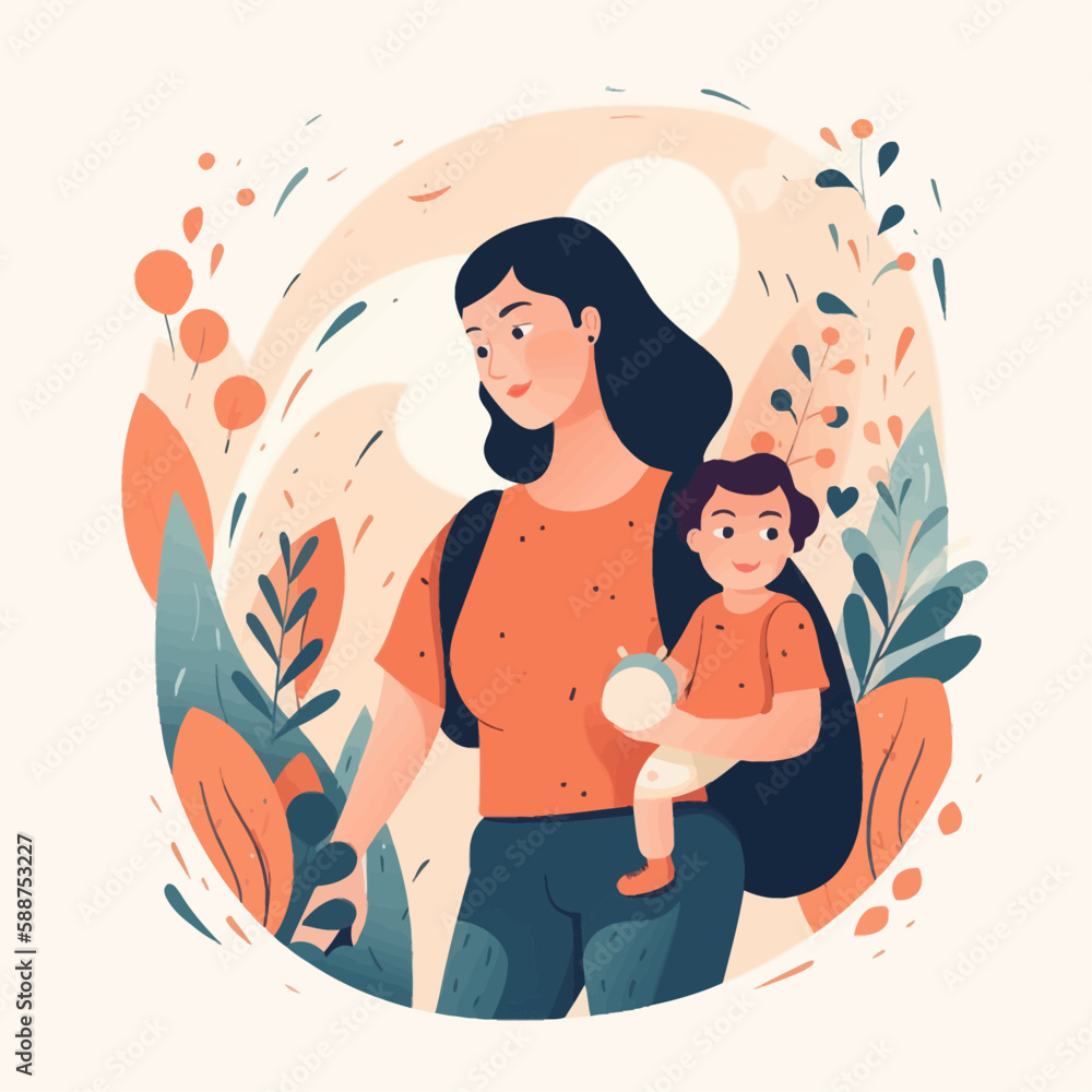 Mother's day vector illustration. Mother with child. Mother's day vector illustration. Mother with child.