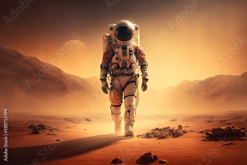 astronaut walking on mars. Generative ai