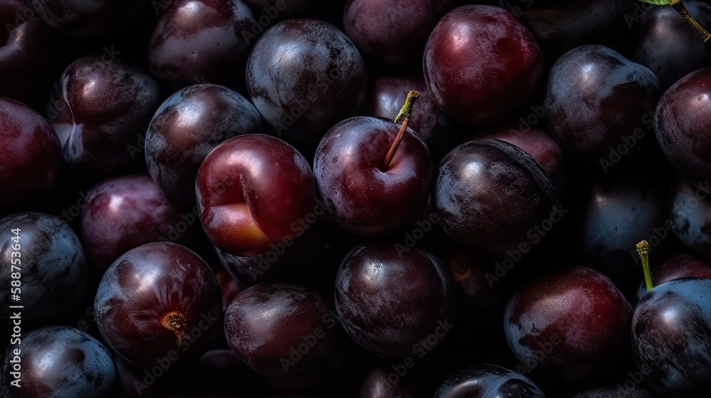 Fototapeta premium plums on the table created with Generative AI technology