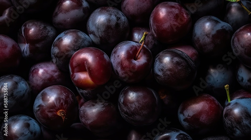 plums on the table created with Generative AI technology