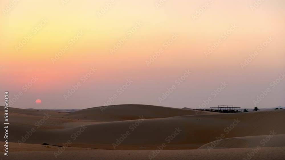 Beautiful sunset time lapse in the camel farm in the desert of Abu Dhabi Beautiful sunset time lapse in the camel farm in the desert of Abu Dhabi