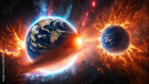 Explosion of the planet earth