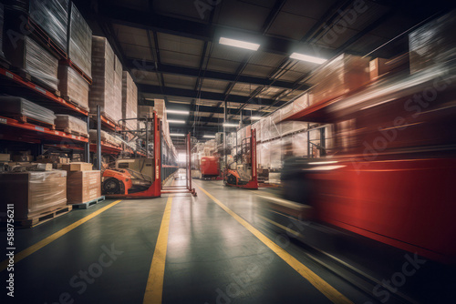 Dynamic Logistics Warehouse Interior with Motion Blur © Georg Lösch