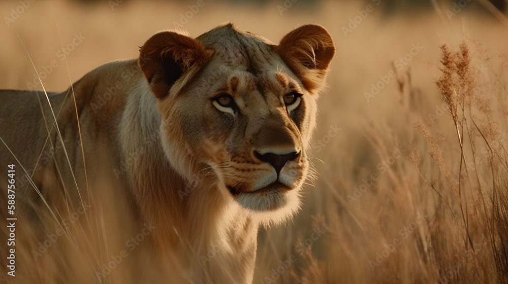 Majestic Lion in their Natural Habitat. Generative AI Majestic Lion in their Natural Habitat. Generative AI