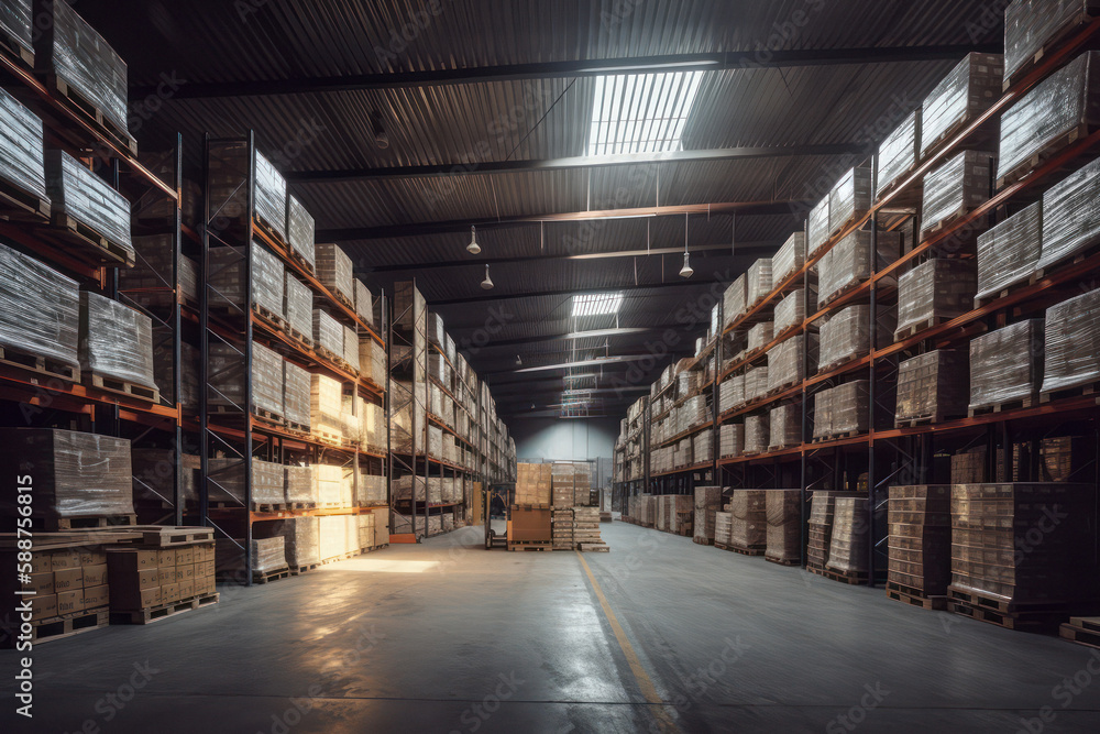 Impressive Empty Warehouse in Logistic Center.. Impressive Empty Warehouse in Logistic Center..