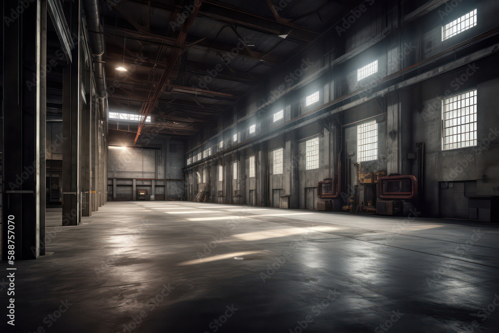 Impressive Empty Warehouse in Logistic Center.. Impressive Empty Warehouse in Logistic Center..