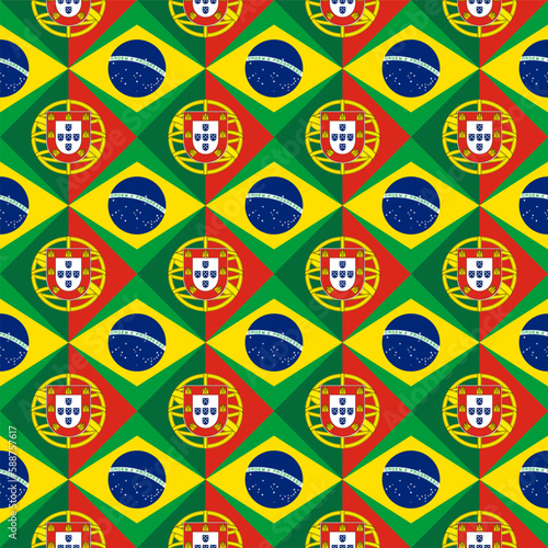 portugal and brazil pattern flag. abstract background. vector illustration
