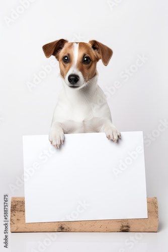dog with blank sign , ai generated © dasom