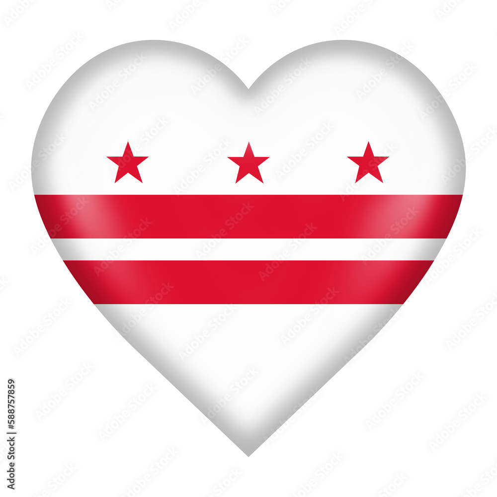 Washington DC flag heart button with clipping path 3d illustration Washington DC flag heart button with clipping path 3d illustration