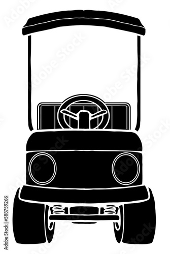 cartoon golf cart front view