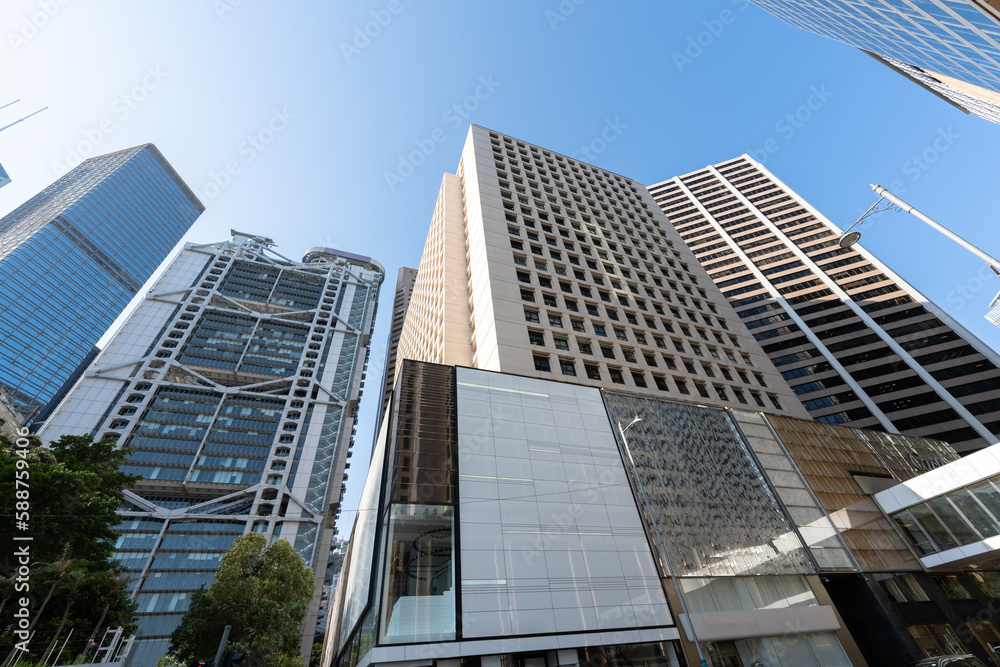 modern office building in hong kong china