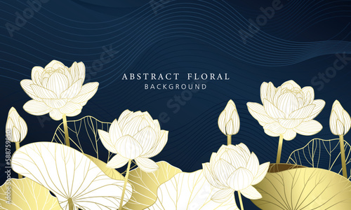 floral background with luxury lotus flowers