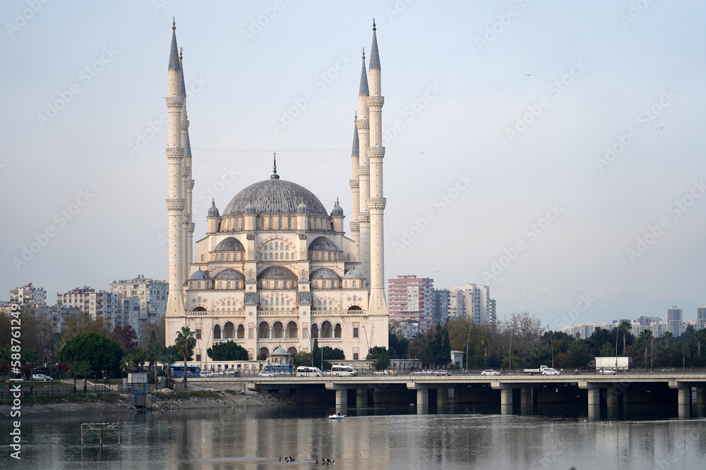 Sabancı Mosque near the seyhan river in adana   