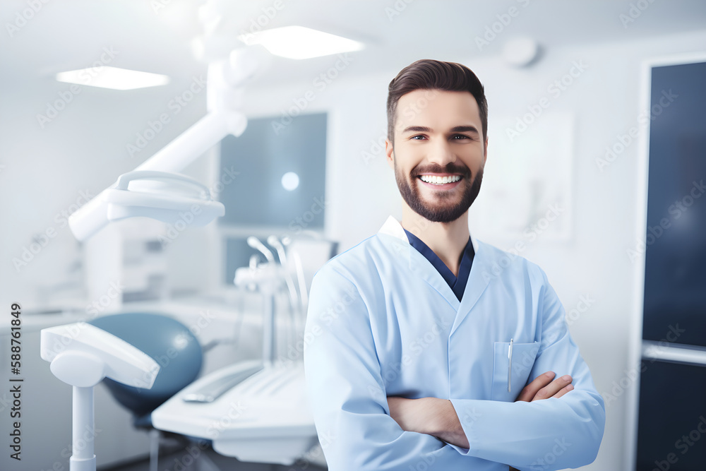 portrait of a smiling  doctor looking at the camera in dental clinic