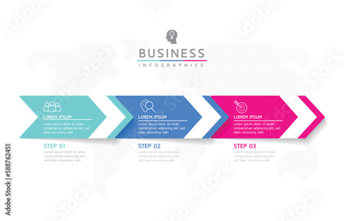 Vector infographic business presentation template connected with 3 options © Rasarin