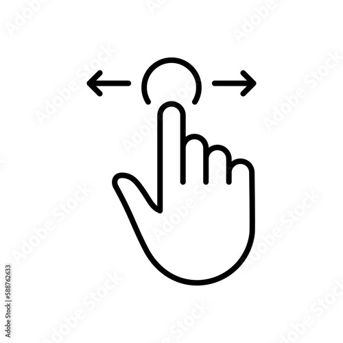 Swipe Gesture of Computer Mouse. Pointer Finger Black Line Icon. Cursor Hand Linear Pictogram. Click Press Double Tap Touch Point Outline Symbol. Editable Stroke. Isolated Vector Illustration