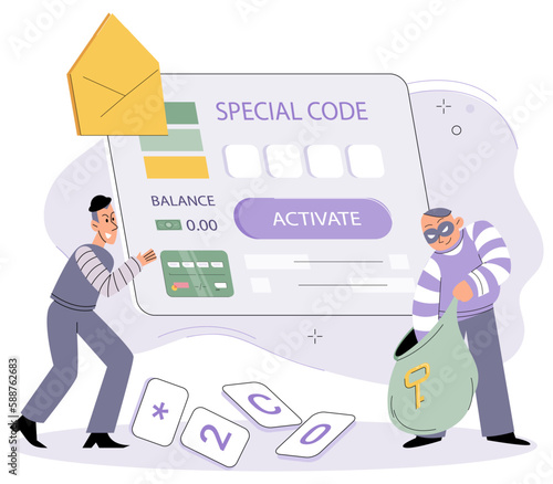 Cyber criminal stealing private personal data, credentials, password, bank document and credit card. Tiny anonymous hacker attacking computer, hacking email. Cyber crime, hacker attack, internet fraud