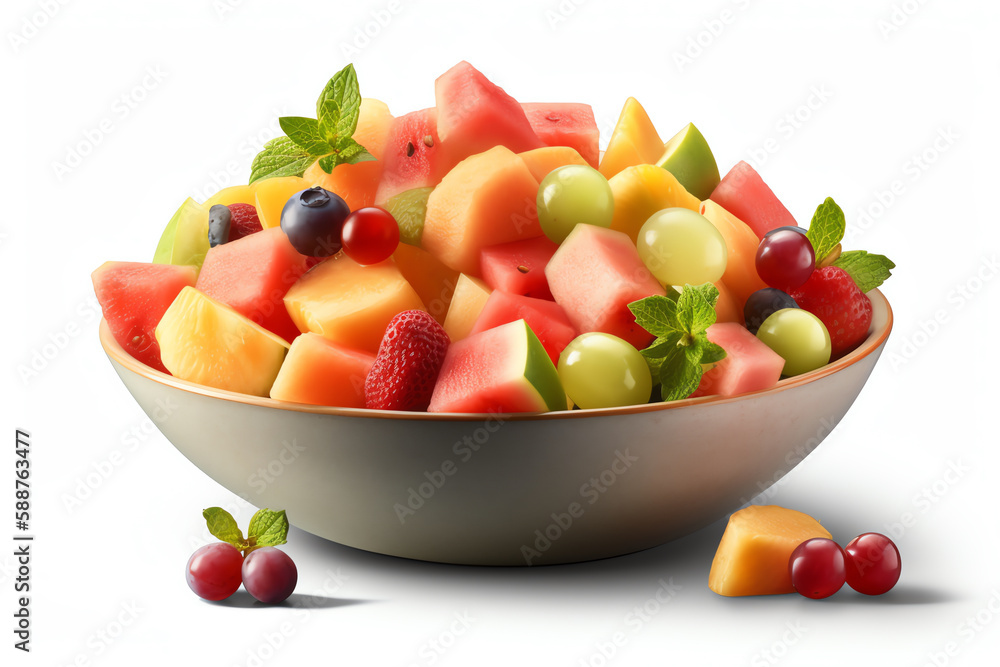 A colorful fruit, isolated white object. generative AI A colorful fruit, isolated white object. generative AI