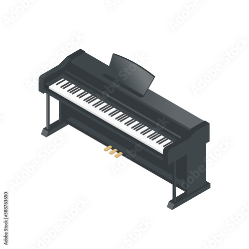 電子ピアノのアイソメトリックイラスト photo