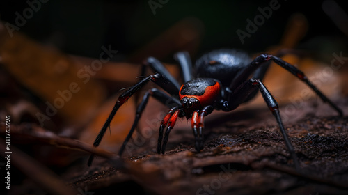 Redback spider A deadly arachnid. Generative AI