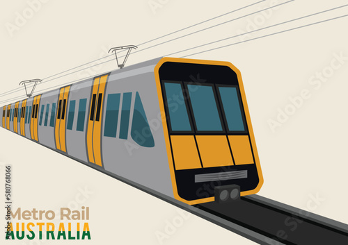 Australia subway train in motion