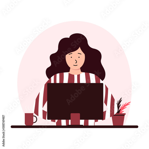 Wear Pajamas to Work Day. Office workers in good mood. April event