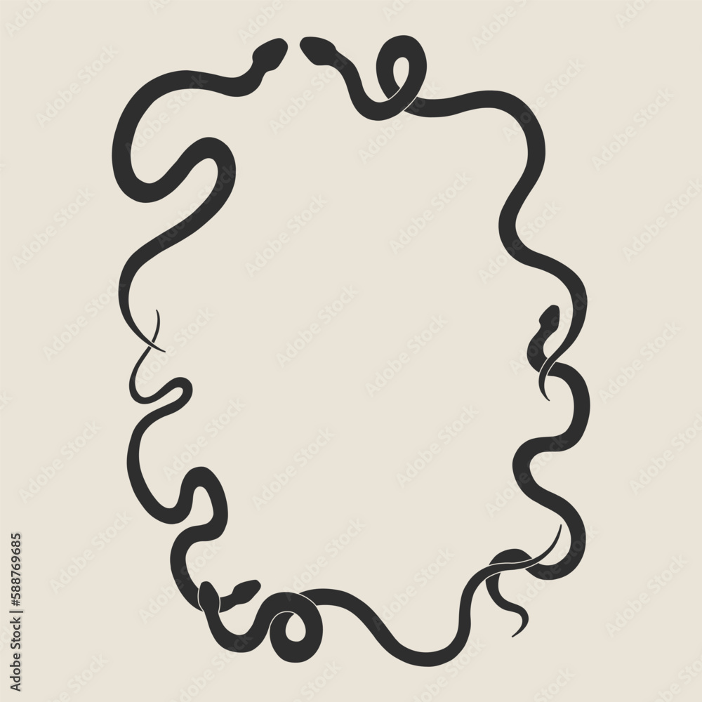 magical forest elements. images of a snake, night moth, fly agaric mushrooms, plant and space elements. Ideal for printing on fabric or clothing, wallpaper and wrapping paper