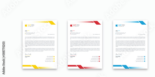 professional corporate company business letterhead template design with color variation bundle