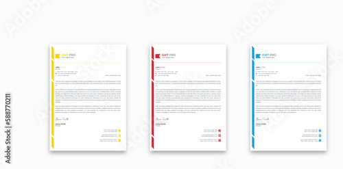professional corporate company business letterhead template design with color variation bundle
