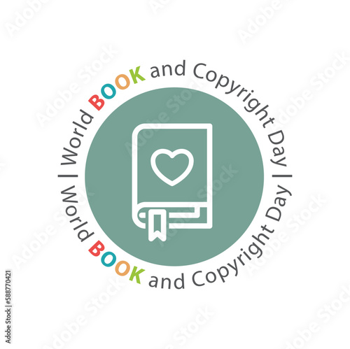World book and copyright day, logo , icon flat design, vector.