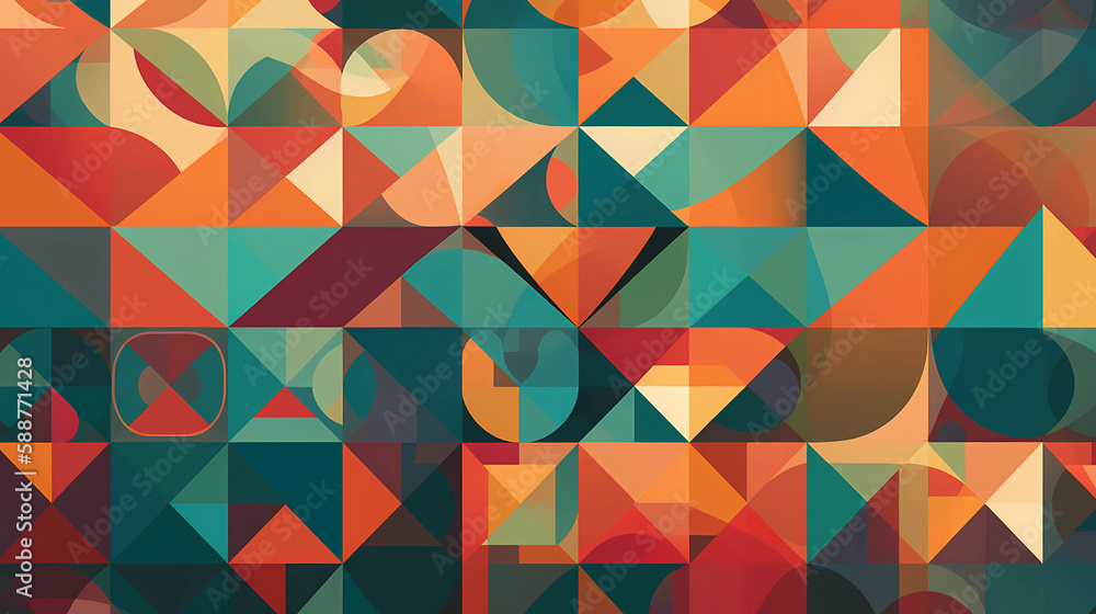 overlapping triangles and circles. digital art illustration. generative AI overlapping triangles and circles. digital art illustration. generative AI