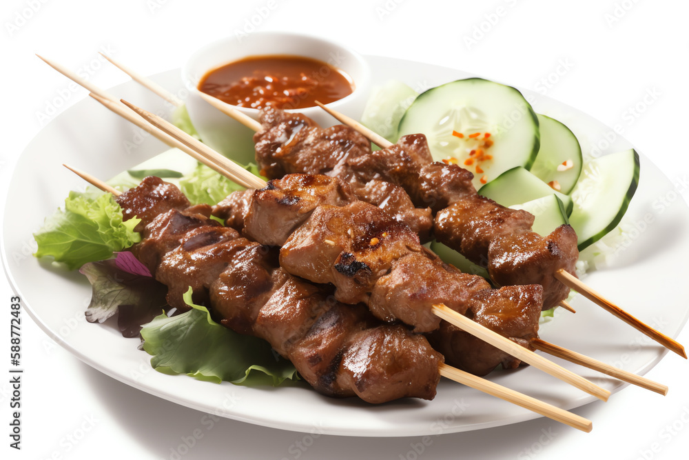spicy and flavorful satay with peanut sauce. generative AI