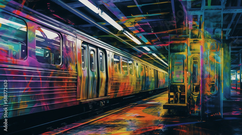 Subway beautiful abstract art style. digital art illustration. generative AI