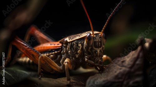 Life of grasshopper insects. Generative AI © PIRMYN