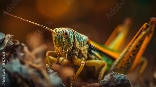 Beauty of Grasshoppers in Nature. Generative AI