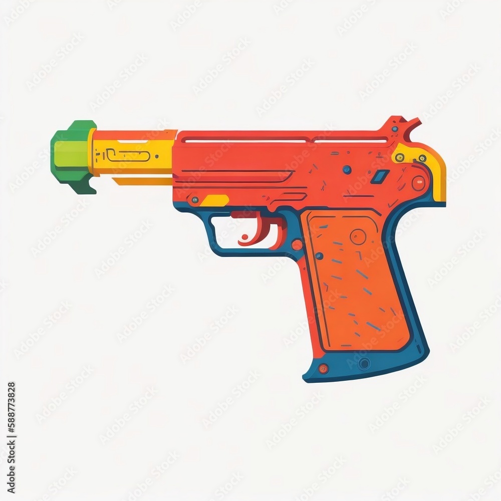Gun illustration vector style, white background, generative ai Gun illustration vector style, white background, generative ai