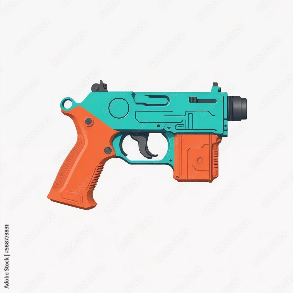 Gun illustration vector style, white background, generative ai Gun illustration vector style, white background, generative ai