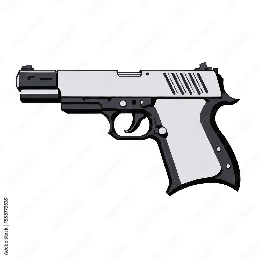 Gun illustration vector style, white background, generative ai
