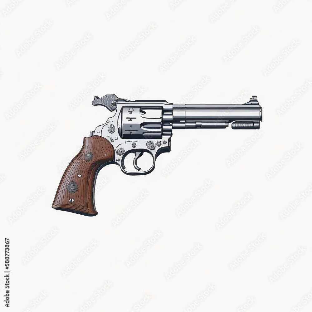 Gun illustration vector style, white background, generative ai