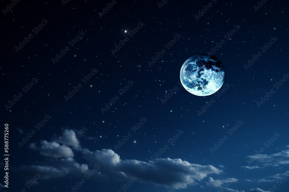 Night sky of full moon with stars generative AI