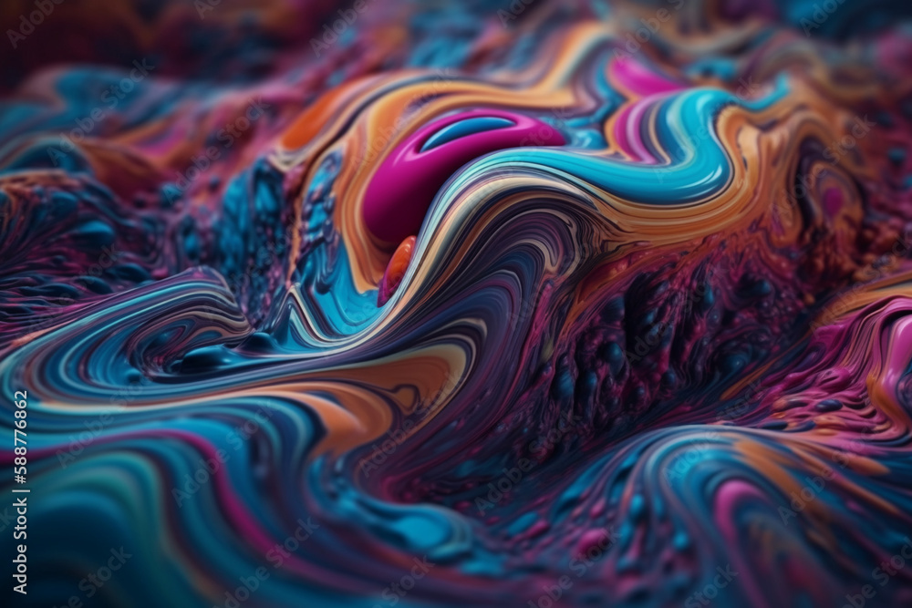Paint liquid color background 3d. Generative ai Paint liquid color background 3d. Generative ai