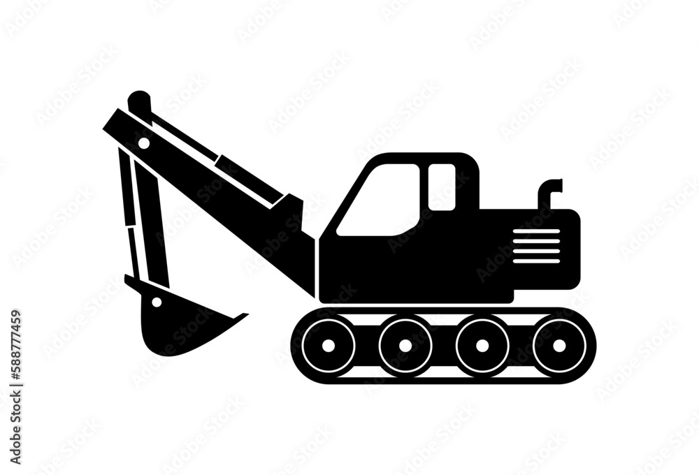 Crawler excavator. Vector icon on white background. Crawler excavator. Vector icon on white background.